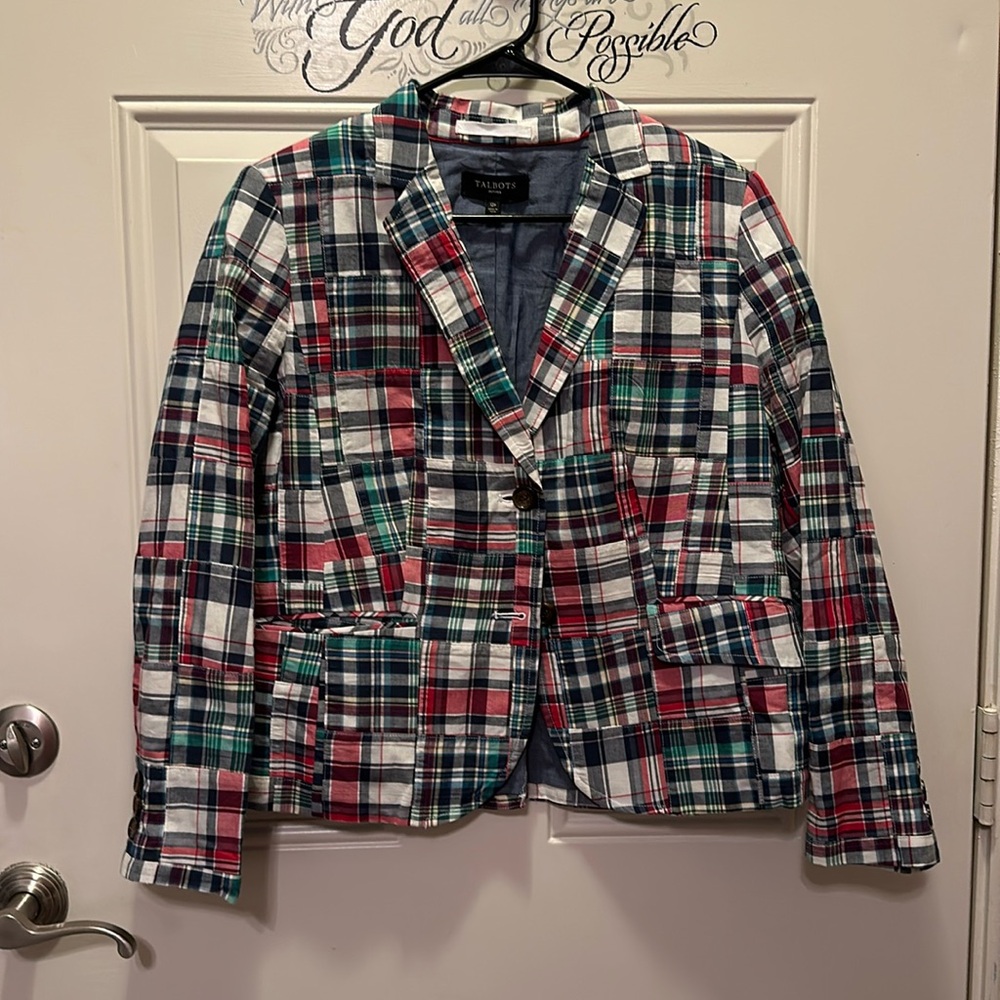 Talbots Red/Green 12p Patchwork Plaid Cotton Maxi… - image 1